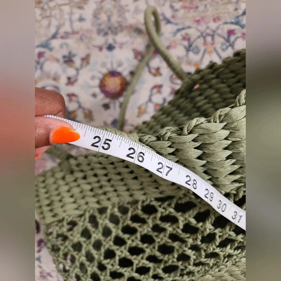 Wicker Beach Oversized Bag Sage Green Lightweight Summer Tote - Picture 6 of 9